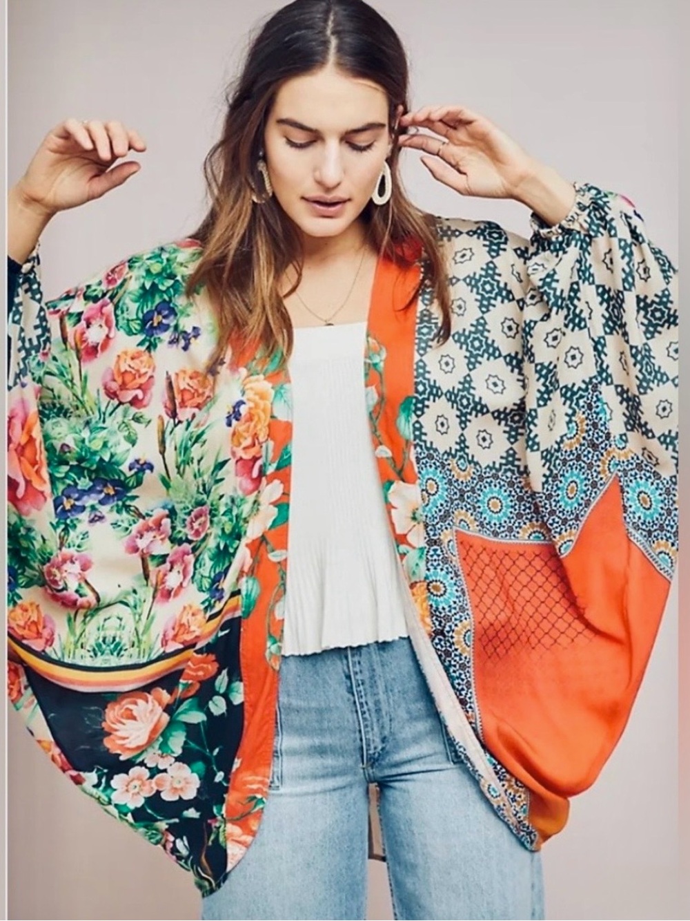 Anthro Akemi + Kin Dylan Floral Cocoon Kimono O/S
